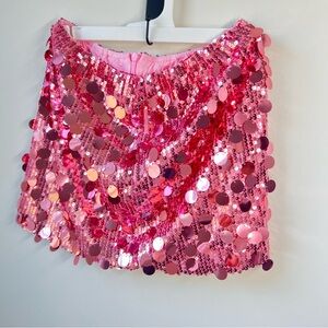 Pink Sequin Mini Skirt - Sparkling Party Skirt